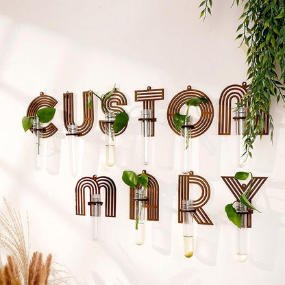 Wood Letter Wall Propagation Station Lightweight Decorative Plant Holder for Small Cuttings, Letter P Removable Adhesive Wall Decor for Bedroom, Nursery, Office