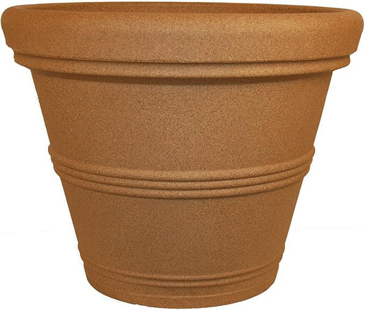Tusco Products RR155SS Classic Rolled Rim Garden Planter, 15.5", Sandstone