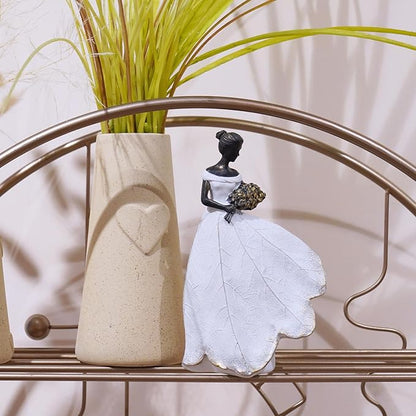 Guichifun Fairy Statue Collection Home Decoration - White Leaf Angel Girls Resin Home Decor for Outside or Inside Rustic Garden Grave Decorations for Cemetery Figurines Gift 5 x 3 x 7.5 Inch