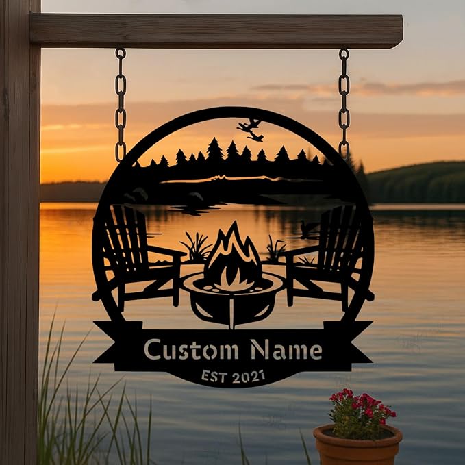 Custom Lake House Metal Sign, Personalized Lodge Metal Signs, Gift for Family, Friends, Couples, Cabin Wall Art, Outdoor Porch Decor, Christmas Family Last Name Signs, Home Decor