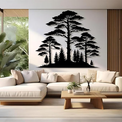 lunwall Metal Pine Tree Wall Art, Metal Forest Wall Art, Pine Branch Wall Decor, Christmas Tree Wall Decor, Forest Wall Hanging, Nature Lover Gift (Style 7, 44" W x 39" H / 112 x 100 cm)