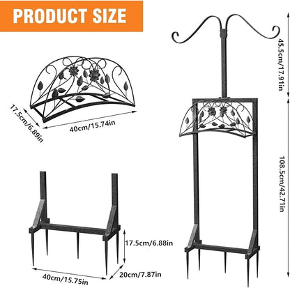 Garden Hose Holder Outside: Water Hose Stand with 2 Shepherds Hooks for Lawn Yard
