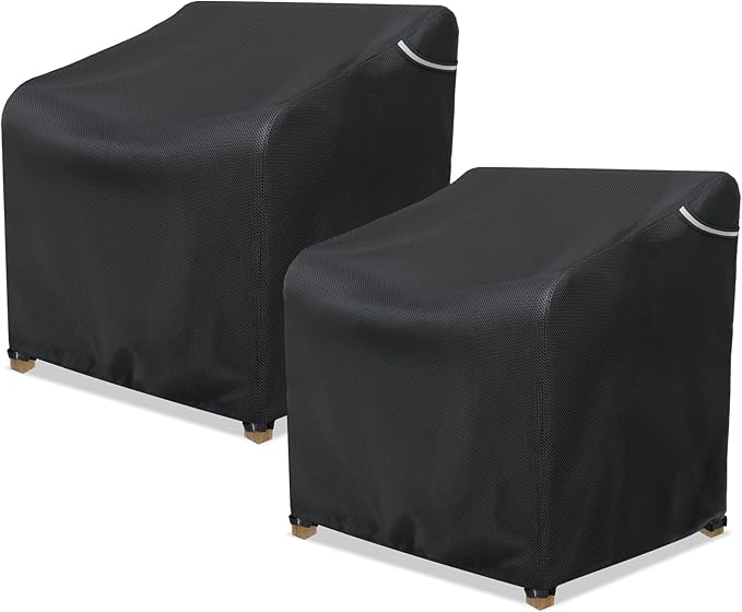 AKEfit Patio Chair Covers for Outdoor Furniture Waterproof 2 Pack,Heavy Duty Outdoor Chair Covers Waterproof for Lawn Lounge Seat, Wicker, Adirondack&Rocking Chairs,Black-36Wx37Dx36H inches