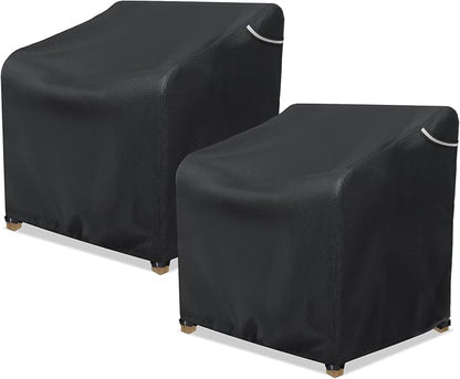 AKEfit Patio Chair Covers for Outdoor Furniture Waterproof 2 Pack,Heavy Duty Outdoor Chair Covers Waterproof for Lawn Lounge Seat, Wicker, Adirondack&Rocking Chairs,Black-36Wx37Dx36H inches