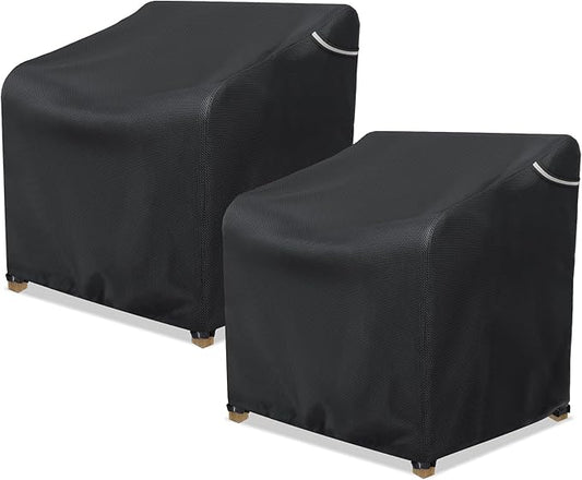 AKEfit Patio Chair Covers for Outdoor Furniture Waterproof 2 Pack,Heavy Duty Waterproof Outdoor Chair Covers for All-Weather Protection Lawn Lounge Deep Seat,Black-38W X 31D X 29H inches