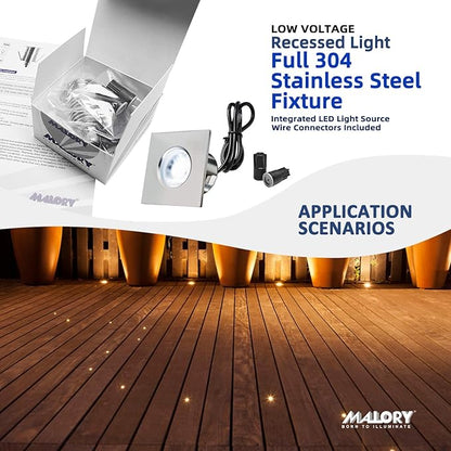 MALORY Recessed LED Deck Light, 4W 12V Low Voltage Landscape Lighting, Outdoor Step Stair Lights, Deck Lighting for for Outside Floor Yard (SG05, 1-Pack 4000K)