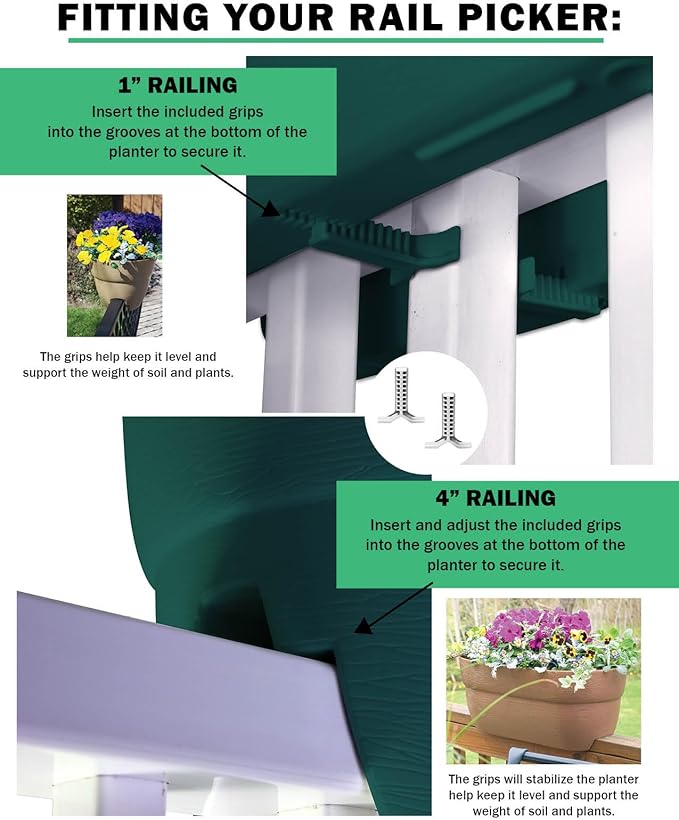 Emsco Group Bloomers Railing Planter with Drainage Holes – 24" Weatherproof Resin Planter – Brown, Plastic