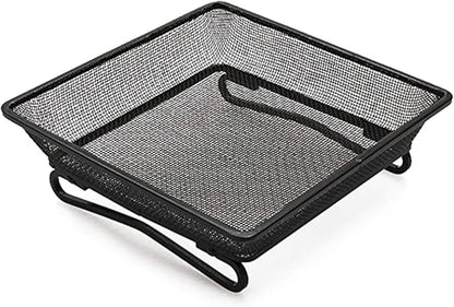 Ground Bird Feeder Tray 8 inches Square Platform Metal Mesh Seed Holder Outdoor Garden Decoration for Attracting Wild Birds