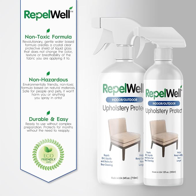 Eco-Friendly Upholstery Protect Stain & Water Repellent Spray 24oz – Non-Toxic, Pet-Safe Formula for Fabric, Leather, & Suede – Long-Lasting Stain Guard Keeps Furniture Clean & New