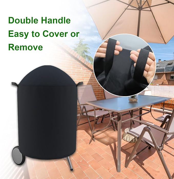 Large Grill Cover Suitable for Weber Master Touch Charcoal Grill 26",Weber Summit Kamado E6 Charcoal Grill, Kamado Joe Classic Joe I Premium 18" Grill Model KJ23RH,Storage Bag Included 36"D