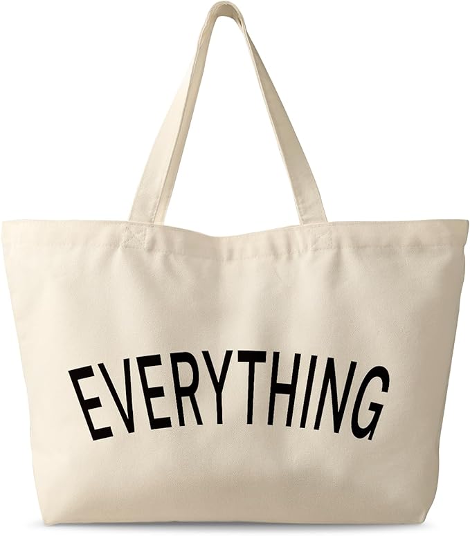Miss Adola Large Tote Bag for Women - Canvas Tote Bag with Zipper Aesthetic Reusable Shoulder Bag for Gym, Travel, Work