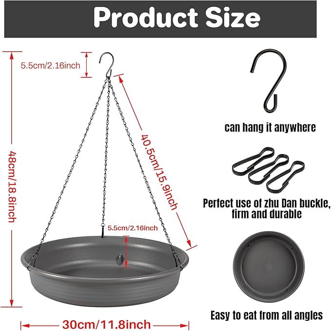 Hanging Bird Bath Hanging Bird-Feeder - CARGEN Garden BirdBath Tray Wildlife Feeder Plate Water Bowl or Water Bowl for Outdoors Garden Patio Decoration