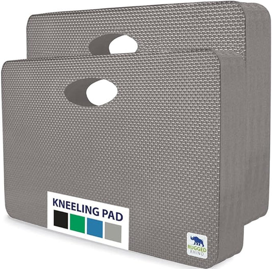 RUGGED RHINO Heavy Duty Patent Pending Kneeling Pad, 2 PK, Shock Absorbent Thick Knee Pads, Holds Up to 300 lbs, Protect Knees from Hard Concrete Surfaces, For Mechanics, Gardening, Gym, Slate Gray