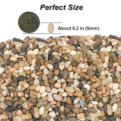 River Rocks,Landscaping Pebbles Decorative Ornamental Pebbles Garden Landscaping Stones Gravel Filler for Home Decoration Flower Bed Fish Tank Plants Vases Succulents (Mixed Color, 1 Pound)
