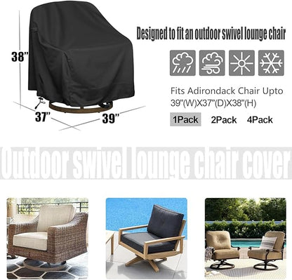 Outdoor Swivel Lounge Chair Cover 1 Pack, Fits to (39" W X 37" D X 38" H) Lawn Patio Chairs, Waterproof for Furniture Covers