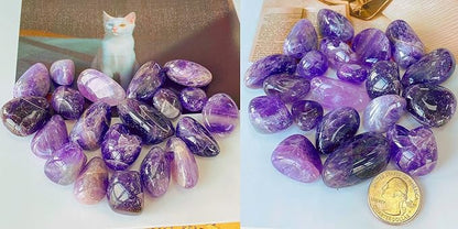 QINJIEJIE Amethyst Crystals (1000+ Carats) Tumbled Stone Bulk Polished Stones Large Crystal Reiki Healing Decoration 0.6-1" 200G
