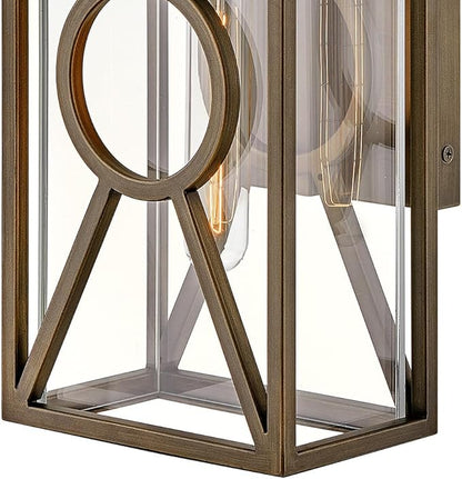 Hinkley Brixton Medium Wall Mount Outdoor Lantern - Rust & Corrosion Resistant, Clear Mitered Glass, Composite - Burnished Bronze Finish