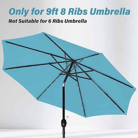 Simple Deluxe 9' Patio Outdoor Table Market Yard Umbrella Replacement Top Cover with 8 Ribs, 9ft Canopy, Turquoise Canopy (Replacement Canopy Only fits 9 ft 8 ribs patio umbrella)