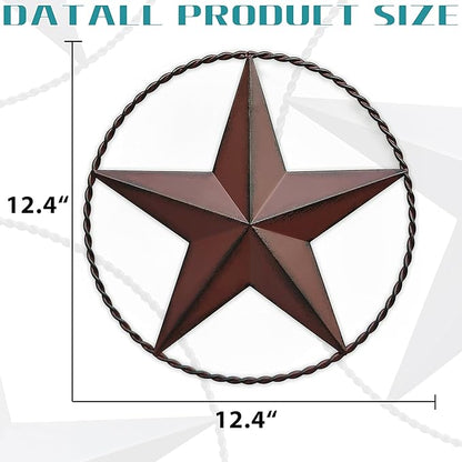 JoyEvy 12.4" Red Barn Star Wall Decor, Metal Stars for Outside or Inside Texas Stars Art Rustic Vintage Western Country Home Farmhouse Wall Decoration