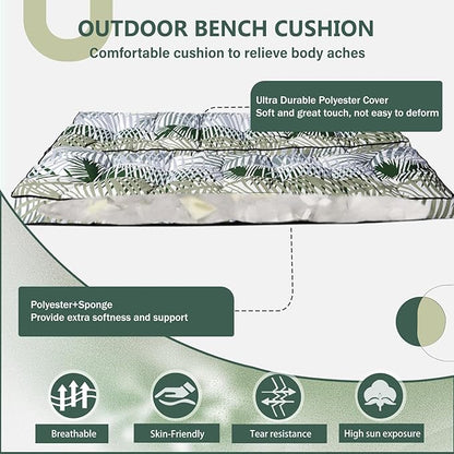 2/3 Seater Swing Replacement Cushion, Waterproof Porch Swing Cushions with Backrest, Thickened Bench Cushions for Outdoor Furniture, for Outdoor Patio Swing (Hawaii, 63 * 40in)