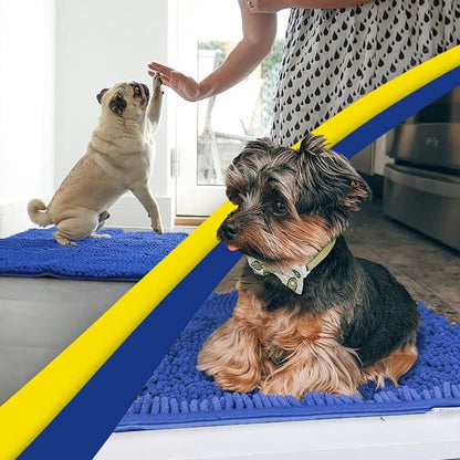 Muddy Mat® | Super Water Absorbent Door Mat Indoor, Microfiber Quick Dry Chenille Entryway Rug, Slip Resistant Front Door Mat, Indoor Mats for Entryway, Machine Washable Pet Rug, Periwinkle 3ft x 8ft