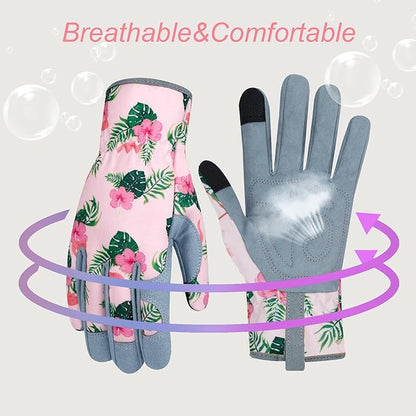 Leather Gardening Gloves for Women Thorn Proof Garden Gloves Touch Screen Working Gloves Gifts,M
