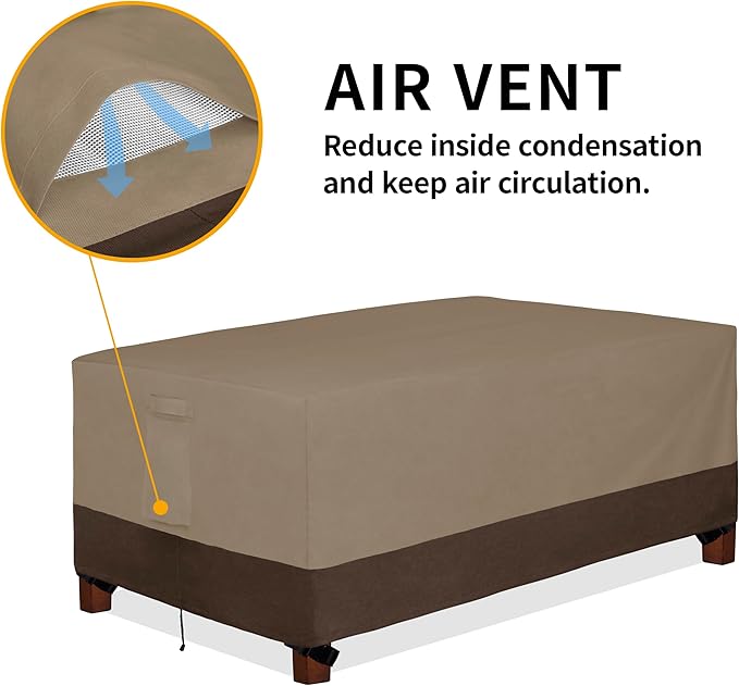 Easy-Going 600D Heavy Duty Rectangular Table Cover UV Resistant and Waterproof Outdoor Lawn Patio Furniture Cover (72" Lx44 Wx23 H, Camel/Dark Brown)