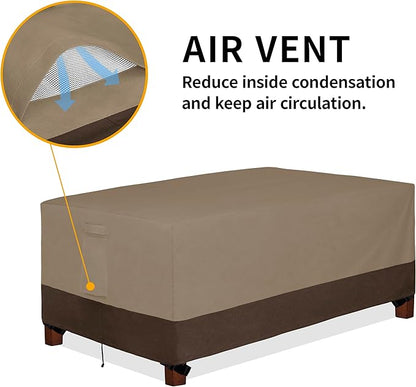 Easy-Going 600D Heavy Duty Rectangular Table Cover UV Resistant and Waterproof Outdoor Lawn Patio Furniture Cover (72" Lx44 Wx23 H, Camel/Dark Brown)