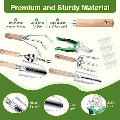 Gardening Tools Set for Women 29Pcs Heavy Duty Garden Hand Tools Set with Floral Tote Bag Rust-Proof Garden Tool Kit Supplies Gardening Esssential Garden Gifts for Mothers Day Mom Beginner