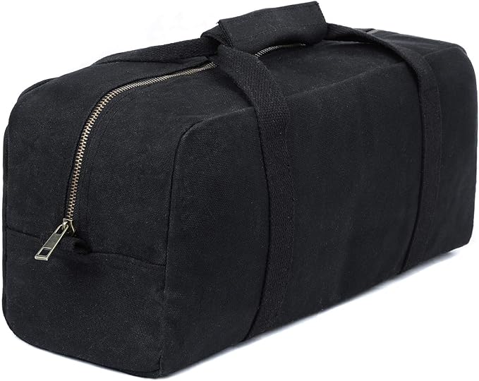 Heavy Duty Waxed Canvas Tool Bag, Multi-Purpose Waterpoof Garden Tote Bag, Portable Carry On Pouch (Black)