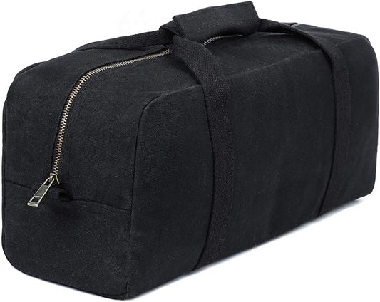Heavy Duty Waxed Canvas Tool Bag, Multi-Purpose Waterpoof Garden Tote Bag, Portable Carry On Pouch (Black)