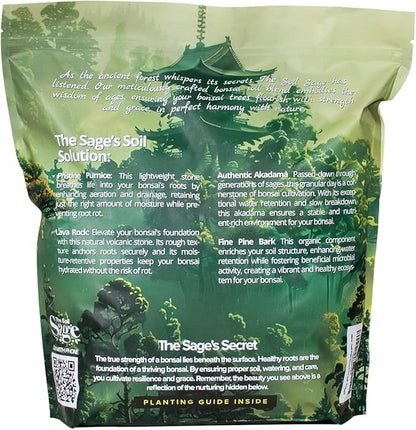 The Soil Sage 5qts/5l Premium Bonsai Mix - U.S.A. Made Ready to Use - Akadama, Pumice, Lava Rock, Fine Pine Bark - Large Bag for All Bonsai Tree - High Drainage Potting, Repotting (Bonsai Soil / 5 QT)