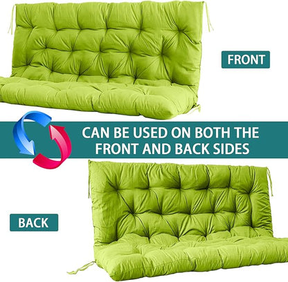 Swing Replacement Seat Cushions, 2-3 Seater Bench Cushions for Outdoor Furnitur with Backrest, Garden Recliner Seat Cushions Waterproof Sofa Pads (Tender Green, 71x40in)