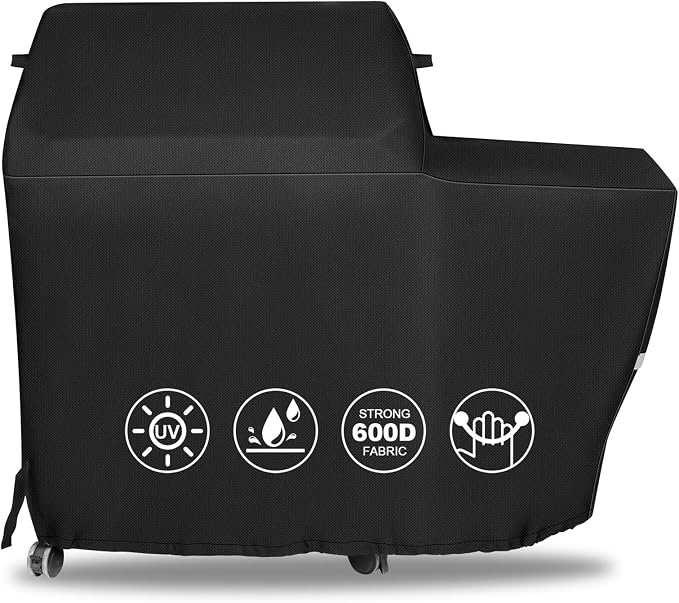 Grill Cover for Traeger Woodridge Electric Wood Pellet Grill and Smoker - 600D Heavy Duty Waterproof BBQ Cover for Traeger Grills BAC761 TFB86MLH Full-Length All Weather Grill Cover Accessory