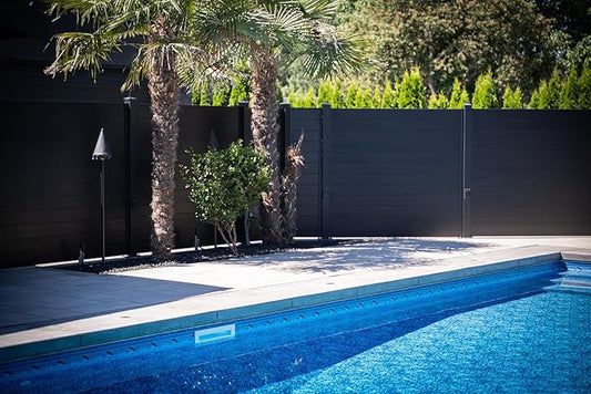 69" H x 72" W Black Aluminum Privacy Fence Panel – Pre-Assembled Modern Outdoor Decorative Garden Screen – Easy Install Durable Metal Fencing for Yard, Patio & Pool Enclosure