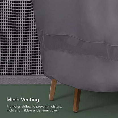 Covermates Elite Outdoor Patio Sofa Cover – Water-Resistant 300D Polyester, Double-Stitched Seams, Elastic Hem, Auto-Locking Drawcord & Mesh Vent for Moderate Weather, 64W x 34D x 38H, Charcoal