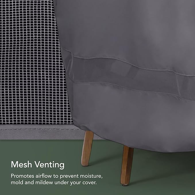 Covermates Elite Outdoor Patio Sofa Cover – Water-Resistant 300D Polyester, Double-Stitched Seams, Elastic Hem, Auto-Locking Drawcord & Mesh Vent for Moderate Weather, 88W x 40D x 36H, Charcoal