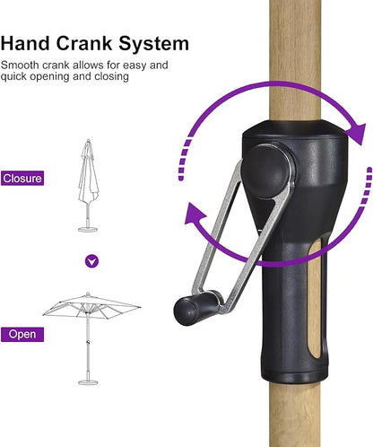 PURPLE LEAF 6.5' x 6.5' Square Patio Umbrella Market Umbrella Aluminum Outdoor Table Umbrella with Push Button Tilt & 8 Sturdy Ribs and Crank Commercial Sun Umbrella for Pool Backyard Deck, Taupe