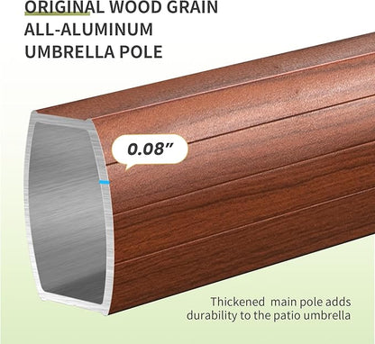 JZAC & QZYD 10 X 13 FT Patio Umbrella with Base, Outdoor Cantilever Offset Rectangle Heavy Duty Umbrellas with 360° Rotation Double Top and Deluxe Wood Grain for Pool Deck Backyard Garden, Gray