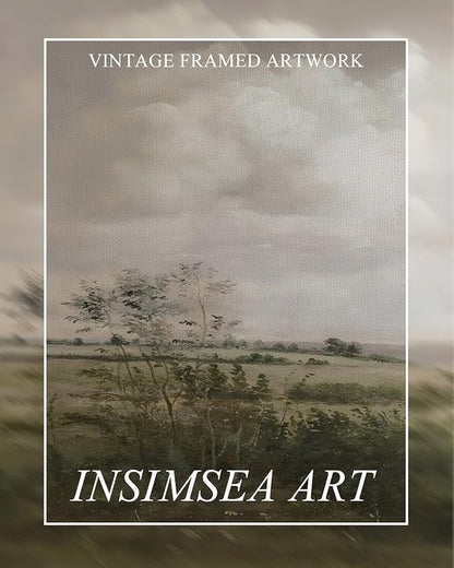 InSimSea Extra Large Framed Vintage Wall Art, Living Room Country Farmhouse Decor, Wilderness Landscape Paintings, Canvas Prints, Retro Farm Long Picture for Bedroom Above of Bed,24x48inch