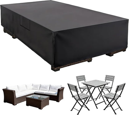 DUMOS Outdoor Furniture Cover Rectangular Heavy Duty 600D Waterproof UV Resistant Patio Sofa Couch Sectional Cover for Deck Table Chairs Backyard Dining Sets, 126"L x 63"W x 28"H, Classic Black