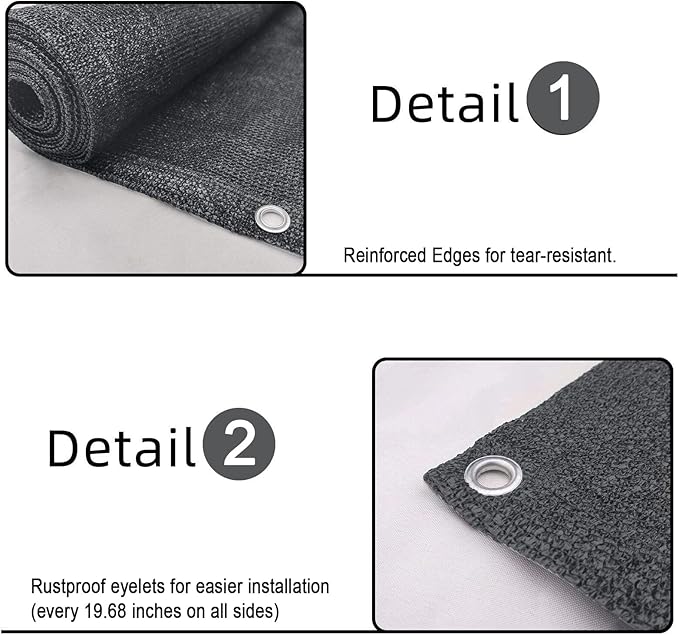 SUNLAX Custom Size 3.3'x2' Dark Grey Fence Covering Privacy Screen Windscreen with Bindings & Grommets,Heavy Duty for Commercial and Residential, 90% Blockage, Cable Zip Ties Included