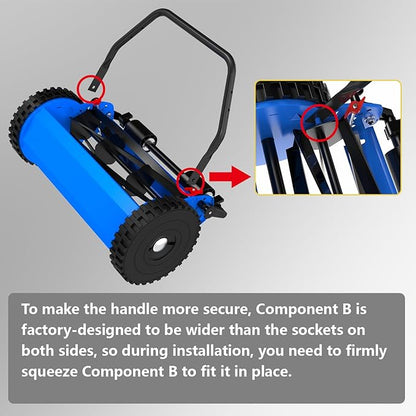 14-Inch Reel Lawn Mower with Tool-Free Blade Adjustment, 5-Blade Manual Push Lawn Mower, 5-Position Height Adjustable Hand Push Reel Mower for Small Yards