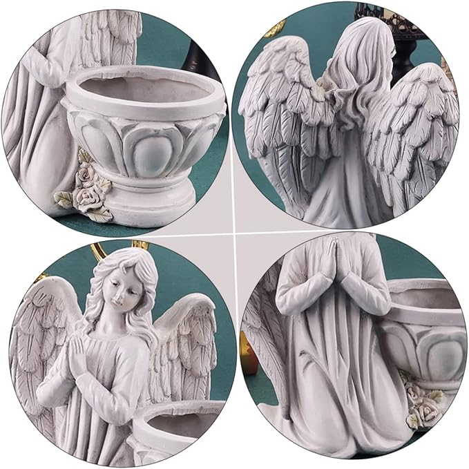 Unomor 1Pc Resin Angel Flowerpot Home Decor Chic Succulent Planter Figurine and Stable Decorative Supply for Indoor and Outdoor Unique Angel Design for Planting and Garden