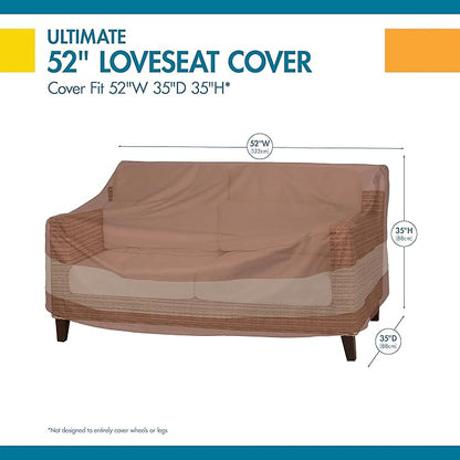 DUCKCOVERS ULV543735 Ultimate 54 in. W Patio Loveseat Cover, x 37" D x 35" H, Mocha Cappuccino, Patio Furniture Covers