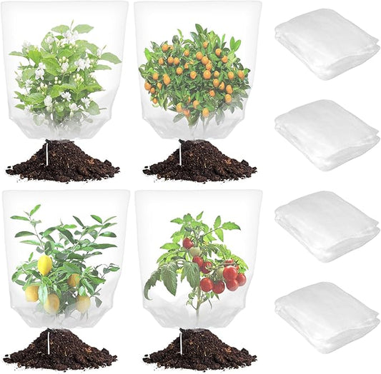 Zihvfzu 4 Pack Garden Netting Mesh with Drawstring – 3.5 x 2.3 FT Bird Netting for Blueberry Bushes, Fruit Trees & Vegetables, Insect & Deer Barrier for Cicada, Squirrel, Animals Protection (White)