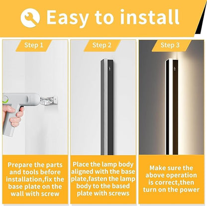 Mikeru Modern Wall Light, Dimmable Outdoor Sconce 31.4in Black Exterior Light with Remote Control IP65 Waterproof Anti-Rust Linear Long Porch Light