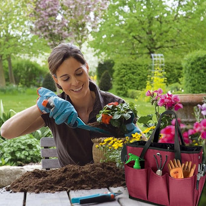 Tool Bag Garden Tote Large Organizer Bag Carrier Gardening Storage Tote with Interior Exterior Side Pockets Handles Strap for Garden Plant Tool Set Store Content Bag