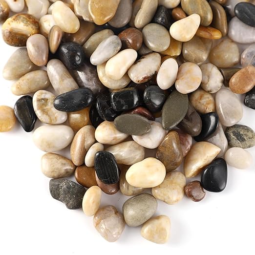 20LB Polished River Rocks for Plants with Mixed Colors 1/4-5/8Inch Decorative Natural River Stones Pebbles for Outdoor Small Stones Gravels for Home Decoration