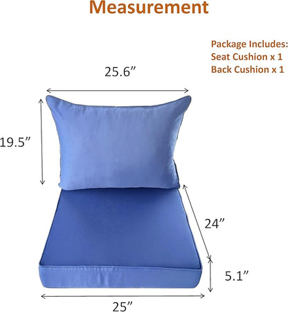 Outdoor Patio Furniture Replacement Cushions,25X25X5 Inch Deep Seat Chair Seat Back Cushion Set,All Weather Breathable Sectional Cushions for Patio Furniture Couch Loveseat,Navy Blue